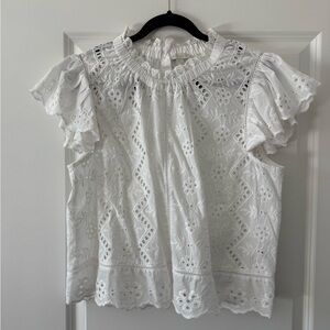 Elegant White Eyelet Blouse